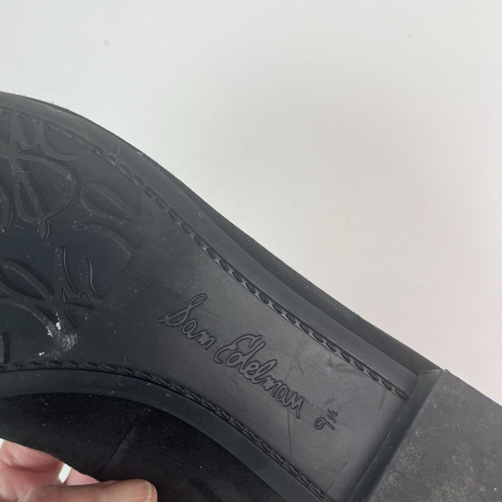 Sam Edelman Lizzy Ballet Flats sz 9.5 Black Suede Leather Bow Preppy Minimalist - Picture 8 of 8